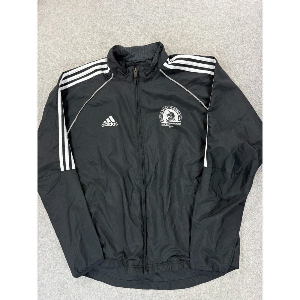 Boston Marathon 2005 Adidas Screened Logo Running Jacket (Men's Large) Black